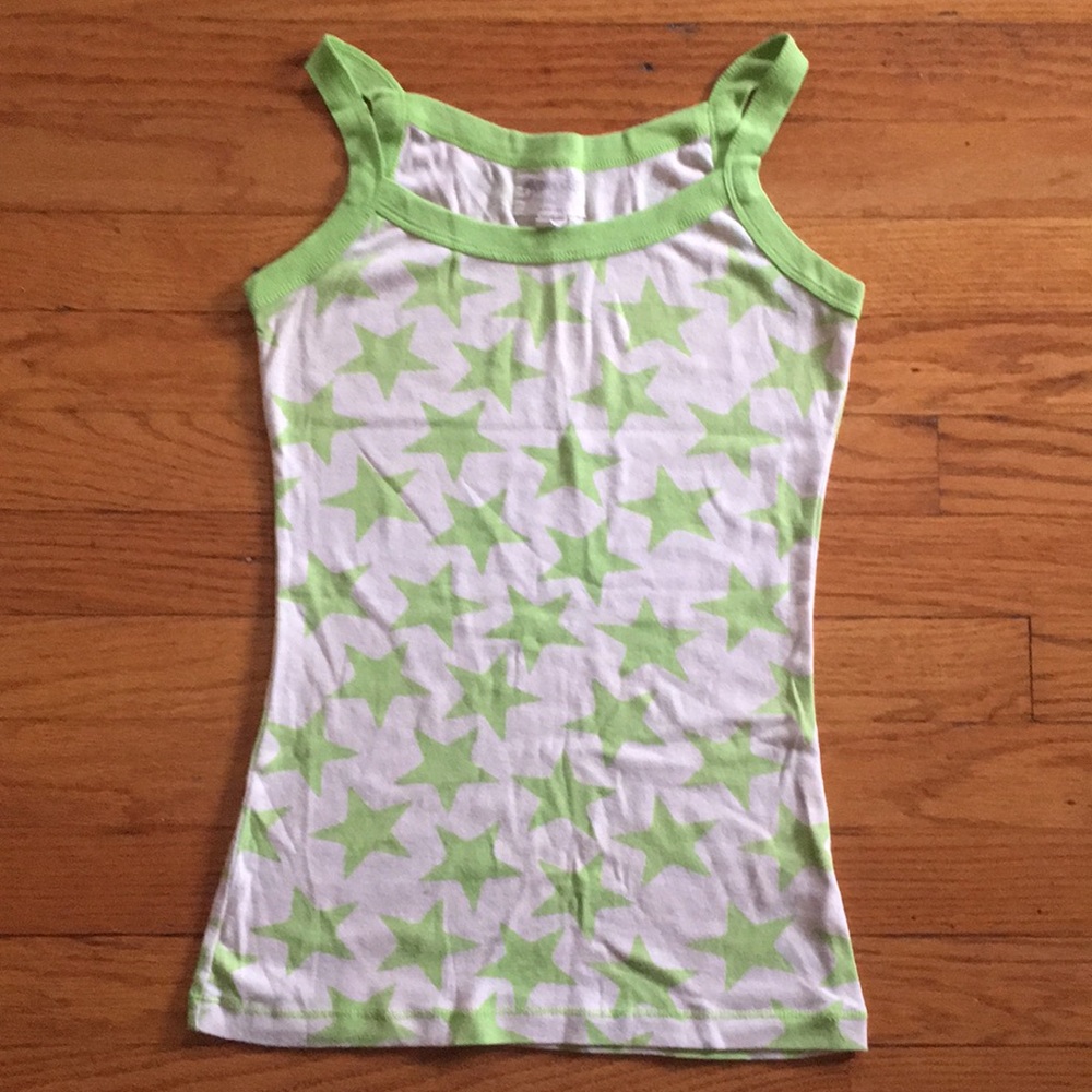 Green and white star patterned tank top